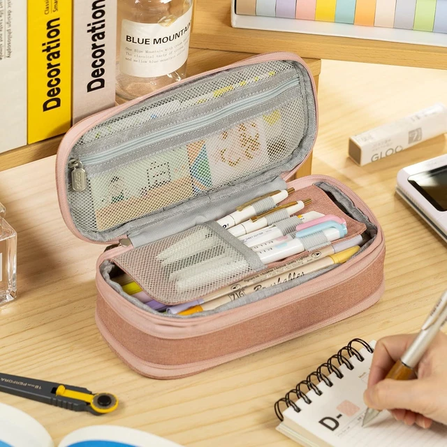 Alt view image 2 of 6 - Big Capacity Pencil Case Large Pencil Pouch Stationery Pen Bag for Teen Girls-Deep Pink