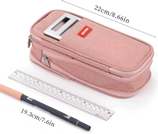 Alt view image 4 of 6 - Big Capacity Pencil Case Large Pencil Pouch Stationery Pen Bag for Teen Girls-Deep Pink