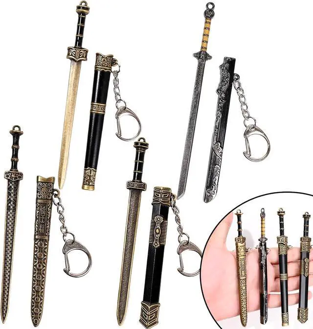 Main image of 4PCS Ancient Sword Letter Opener with Sheath, Decorative Letter Opener Mini Sword Keychain Desk Decor, Mail Open Tool Envelope Slitter Opening Tool Office Mail Supplies Collectible Ornaments