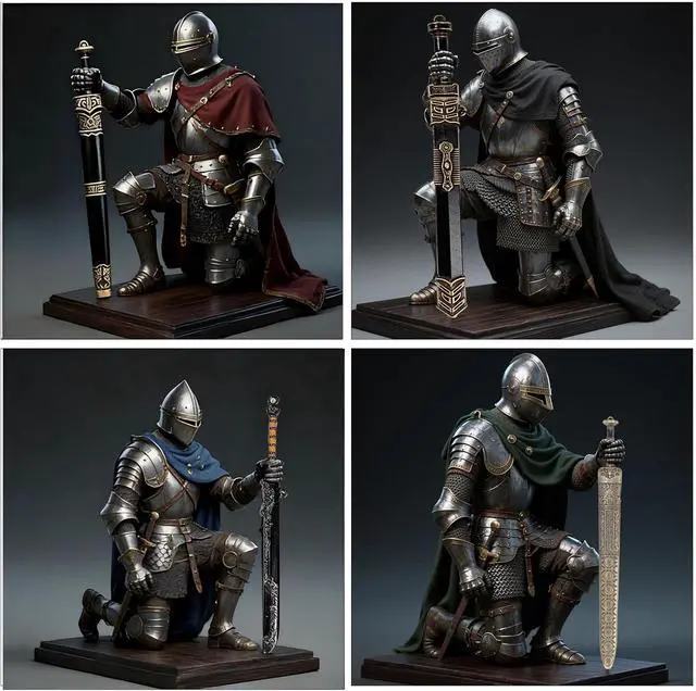 Alt view image 6 of 7 - 4PCS Ancient Sword Letter Opener with Sheath, Decorative Letter Opener Mini Sword Keychain Desk Decor, Mail Open Tool Envelope Slitter Opening Tool Office Mail Supplies Collectible Ornaments