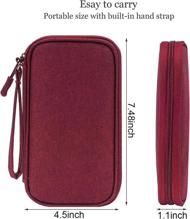 Alt view image 2 of 7 - Electronic Cord Organizer Travel Case, Electronic Organizer Pouch Bag, Cable Organizer bag Pouch Electronic Accessories Case for Cable, Cord, Charger, Phone, Power Bank, Earphone (Wine Red)