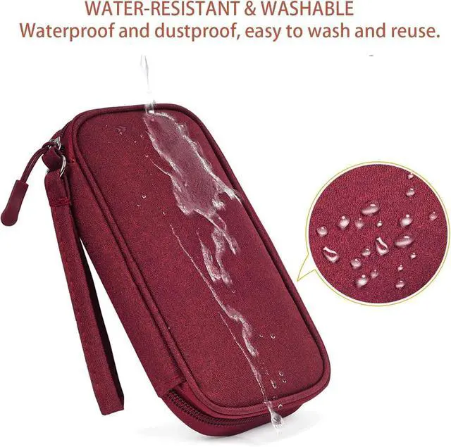 Alt view image 3 of 7 - Electronic Cord Organizer Travel Case, Electronic Organizer Pouch Bag, Cable Organizer bag Pouch Electronic Accessories Case for Cable, Cord, Charger, Phone, Power Bank, Earphone (Wine Red)