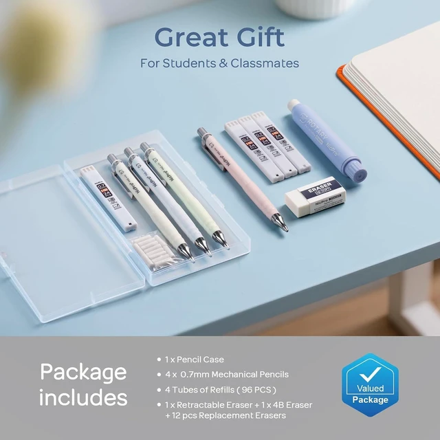 Alt view image 7 of 7 - Cute Mechanical Pencil Set, 4PCS 0.7mm Pastel Drafting Pencils