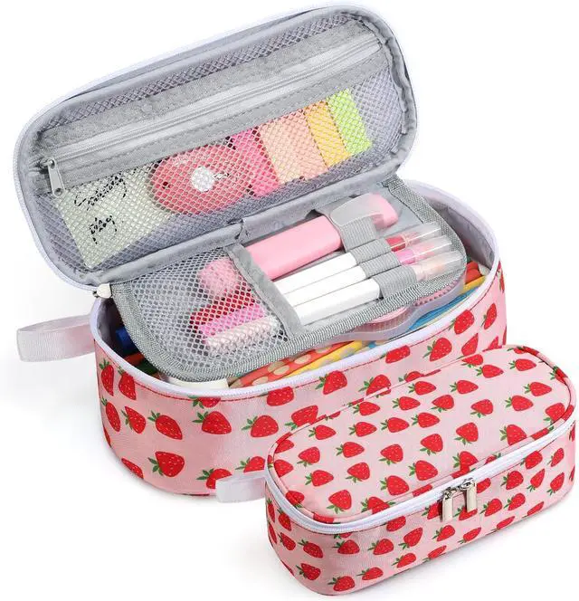 Main image of Large Capacity Pencil Case Portable Pencil Pouch Bag School Supplies for College Students Girls Boys Adults(Strawberry)