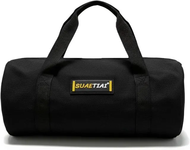 Main image of 14 Inch Small Tool Bags for Men, Wide Mouth Zipper Tool Storage Bag, Large Capacity Canvas Tool Tote Bag, Multi-Function Tool bag for Storage Wrenches, Screwdrivers, Repair Tools (Black)