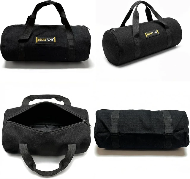 Alt view image 6 of 7 - 14 Inch Small Tool Bags for Men, Wide Mouth Zipper Tool Storage Bag, Large Capacity Canvas Tool Tote Bag, Multi-Function Tool bag for Storage Wrenches, Screwdrivers, Repair Tools (Black)