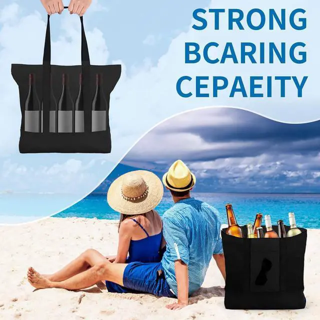 Alt view image 7 of 7 - 2-Pack Canvas Tote Bags and Makeup Bags, Cotton Zipper Bag, All Black | Reusable grocery bag, external pocket, sublimation, heat transfer & HTV, Christmas craft, shopping/beach/travel, women/men