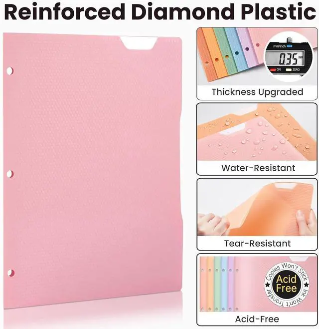 Alt view image 2 of 7 - 4 Pack Plastic Folders with Pockets, Heavy Duty, Fits 3-Ring Binder