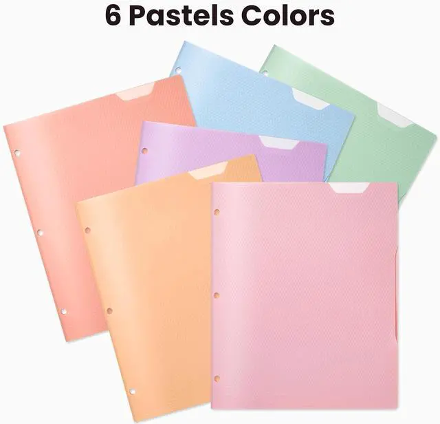 Alt view image 7 of 7 - 4 Pack Plastic Folders with Pockets, Heavy Duty, Fits 3-Ring Binder