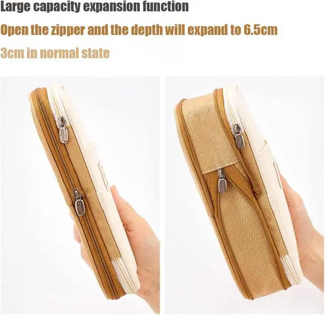 Alt view image 2 of 7 - Big Capacity Pencil Pen Case Office Large Storage High Capacity Bag Pouch Holder Box Organizerfor Office Travel Holder BoxGreen-1