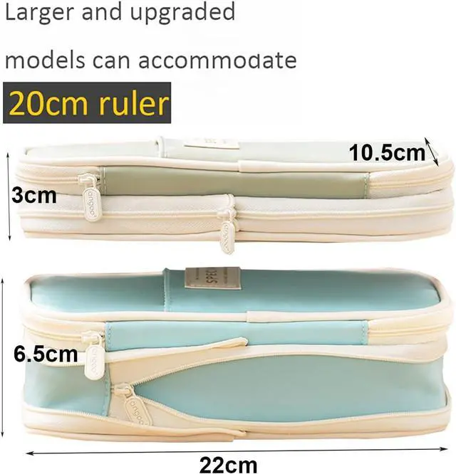 Alt view image 3 of 7 - Big Capacity Pencil Pen Case Office Large Storage High Capacity Bag Pouch Holder Box Organizerfor Office Travel Holder BoxGreen-1
