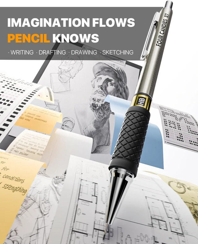 Alt view image 7 of 7 - Metal Mechanical Pencil Set with Case, 3-Pack 0.7mm Medium Point