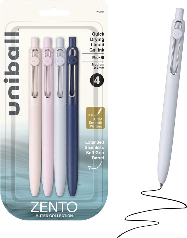 Main image of uniball Zento Gel Pens, Black Ink, 0.7mm Medium Point, 4 Count