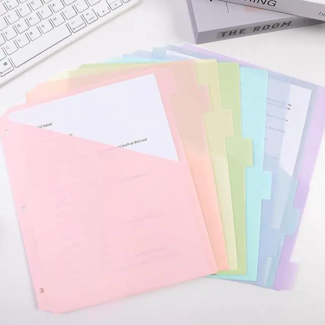 Alt view image 7 of 7 - Binder Dividers with Tab, Pastel Dividers for 3 Ring Binder with Pockets 8-Tab Durable Plastic Binder Dividers, Single Pocket File Organizers with Matching Label Stickers