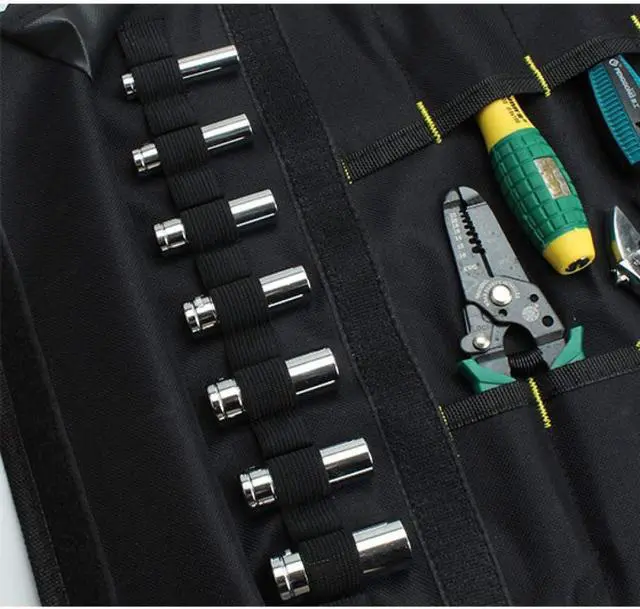 Alt view image 3 of 5 - Without Tools for Wrench Screwdriver Pliers Roller compartments Organisers/Canvas roll up Pouch for Men/Small Socket Wallet