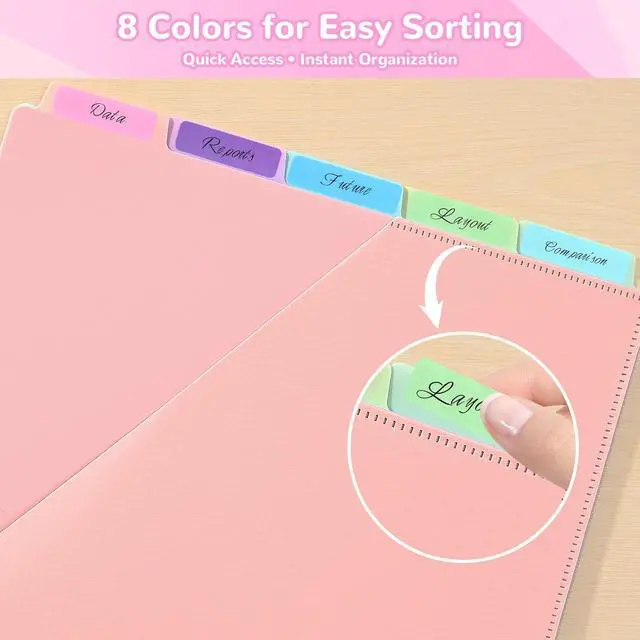 Alt view image 5 of 7 - 5-Tab Binder Dividers with Pockets - Heavy Duty Plastic Dividers for 3 Ring Binder, Letter Size Poly Page Separators with Tabs & Label Stickers, Diamond Texture, 5 Pastel Colors, 1-Pack