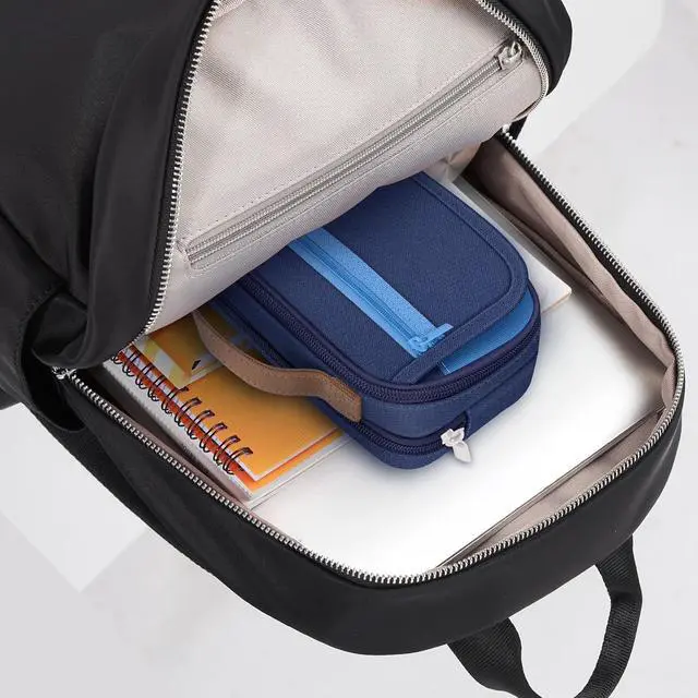 Alt view image 7 of 7 - Large Pen Pencil Case, Canvas Oxford Durable Zip Pouch - 110+ Pens Large Storage Organizer Pouch Bag for Stationery, Office Supplies (Blue)
