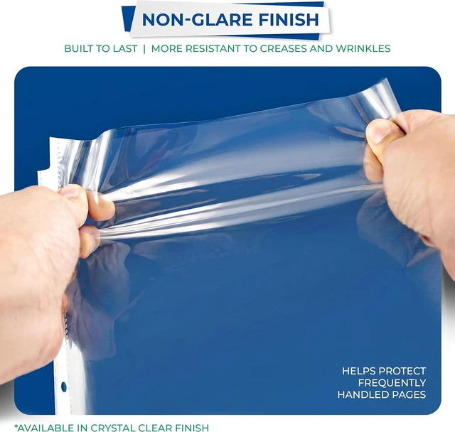 Alt view image 3 of 7 - 30 Pack Heavy Duty Sheet Protectors, Non-Glare, 8.5x11 Inch Page Protectors for 3 Ring Binder, Letter Size Protectors, Reinforced Holes, Non-Glare Document Sleeve, Top Loading, Acid Free