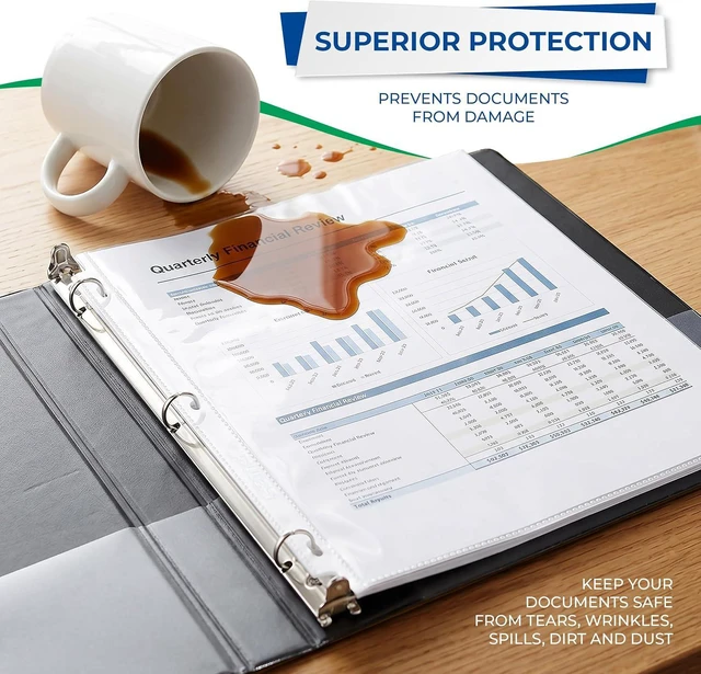 Alt view image 4 of 7 - 30 Pack Heavy Duty Sheet Protectors, Non-Glare, 8.5x11 Inch Page Protectors for 3 Ring Binder, Letter Size Protectors, Reinforced Holes, Non-Glare Document Sleeve, Top Loading, Acid Free