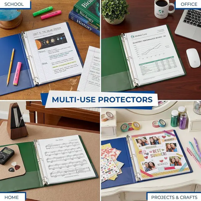 Alt view image 6 of 7 - 30 Pack Heavy Duty Sheet Protectors, Non-Glare, 8.5x11 Inch Page Protectors for 3 Ring Binder, Letter Size Protectors, Reinforced Holes, Non-Glare Document Sleeve, Top Loading, Acid Free