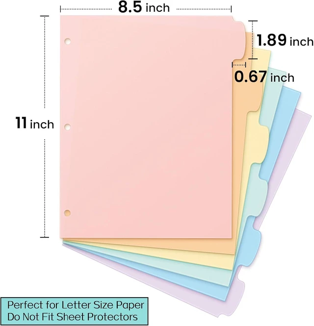 Alt view image 2 of 7 - 6-Tab 3 Ring Binder dividers with tabs, Durable Plastic Write & Erase Tab Dividers for 3 Ring Binder, Aesthetic Cute Binder Dividers for Student, Teacher, Office, Home Organizers, 1 Sets