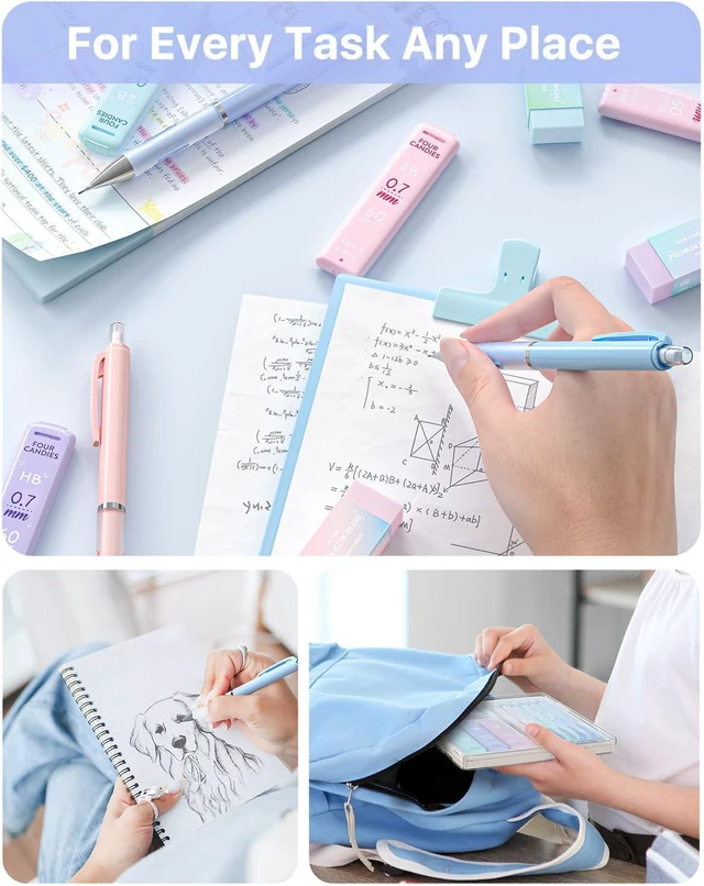 Alt view image 2 of 7 - Pastel Mechanical Pencil Set, 0.7mm Medium Point, Pack of 6