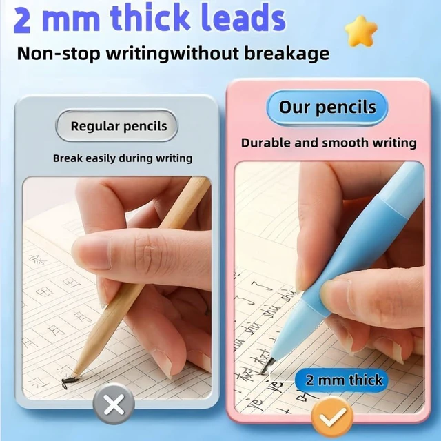 Alt view image 4 of 6 - 2.0mm Mechanical Pencil for Kids: Fat Grip Handwriting Pencil with 14 Leads
