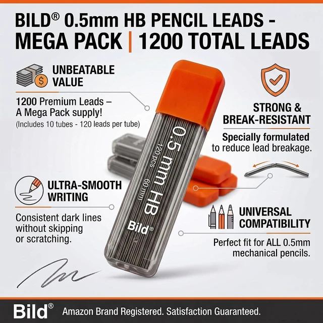 Alt view image 5 of 7 - 1200 Premium 0.5 Lead Refills for Mechanical Pencils (HB Mega, 0.5 mm)