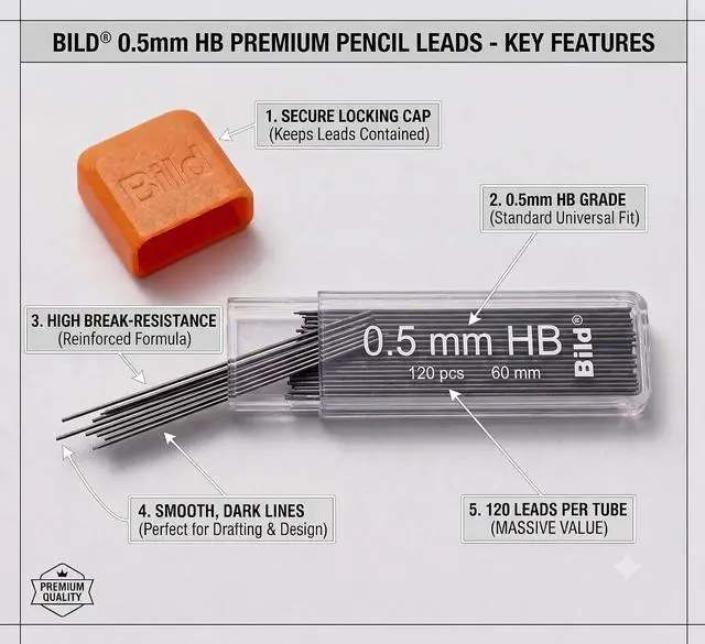 Alt view image 4 of 7 - 1200 Premium 0.5 Lead Refills for Mechanical Pencils (HB Mega, 0.5 mm)