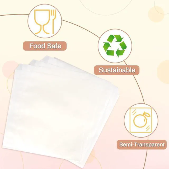 Alt view image 4 of 7 - 100 Wax Paper Sandwich Bags - 8"x8" White Paper Lunch Bags for Food | Glassine Bags for Food Take Out, Packaging for Bread, Toaster, Bagel, Pastry, Treat, Snack & Cookies, Soaps & Card Envelopes