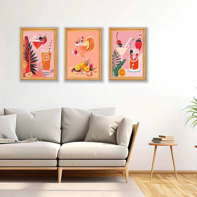 Alt view image 2 of 7 - 6 Cocktail Pack Painting by Numbers Kit for Beginner 8X12 inch | Adult Paint by Number Kits on Canvas, DIY Acrylic Oil Easy Painting by Numbers for Home Wall Decor (Without Frame)