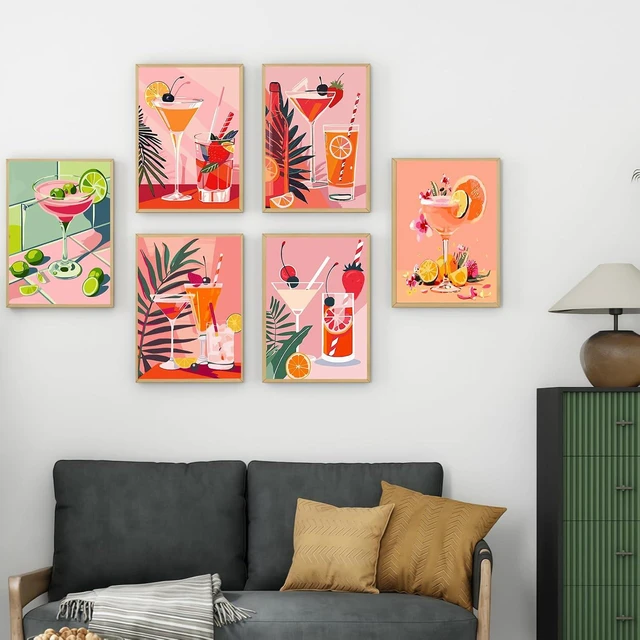 Alt view image 4 of 7 - 6 Cocktail Pack Painting by Numbers Kit for Beginner 8X12 inch | Adult Paint by Number Kits on Canvas, DIY Acrylic Oil Easy Painting by Numbers for Home Wall Decor (Without Frame)