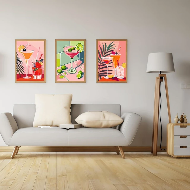 Alt view image 3 of 7 - 6 Cocktail Pack Painting by Numbers Kit for Beginner 8X12 inch | Adult Paint by Number Kits on Canvas, DIY Acrylic Oil Easy Painting by Numbers for Home Wall Decor (Without Frame)