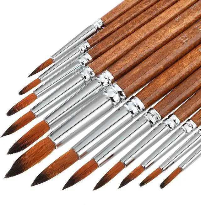 Main image of Watercolor Painting Brush Set 12Pcs Round Pointed Tip Artist Paint Brushes Professional Detail Paint Brushes for Watercolor Acrylics Oil