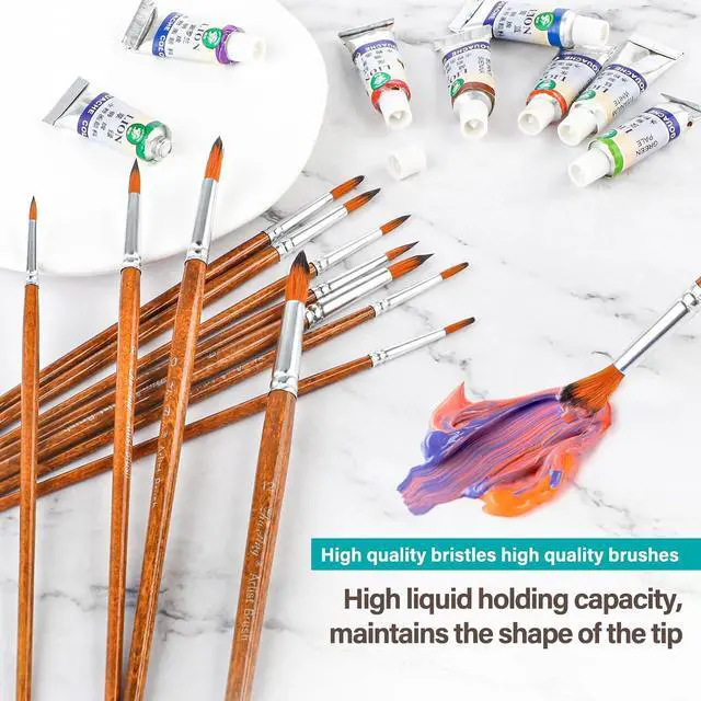Alt view image 4 of 6 - Watercolor Painting Brush Set 12Pcs Round Pointed Tip Artist Paint Brushes Professional Detail Paint Brushes for Watercolor Acrylics Oil
