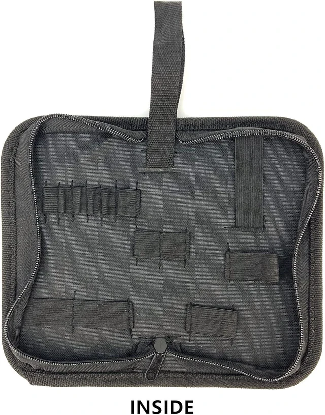 Alt view image 3 of 7 - 2pack Small Tool Pouch Organizer, Canvas Zipper Pouch with 13 Adjustable Loops and a Storing Belt, Utility Tool Bag for Craft Making, Maintenance, Electrician and Carpenters, 8'' x 4'', Black