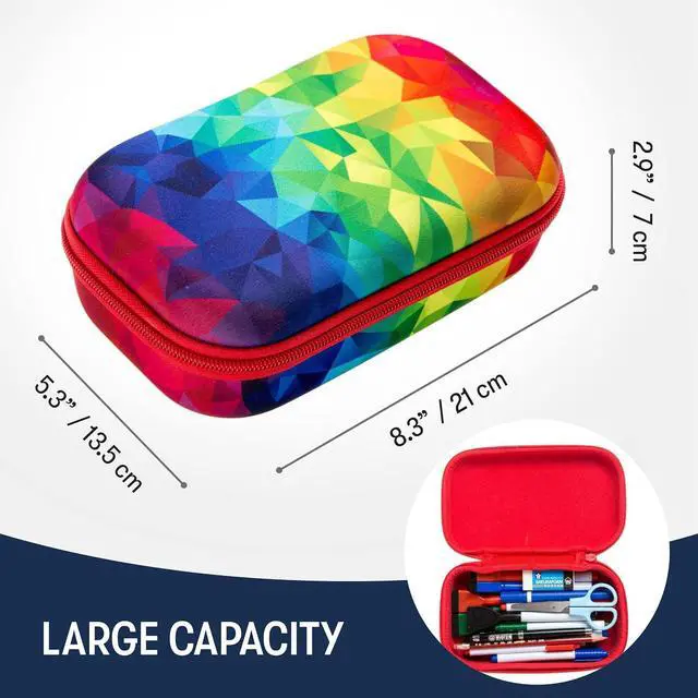 Alt view image 2 of 7 - Colorful Pencil Case for Girls, Cute Aesthetic Pencil Box for School | Large capacity hard shell pencil box, machine washable, secure zipper closure, holds 60 pens & pencils, crack-proof material