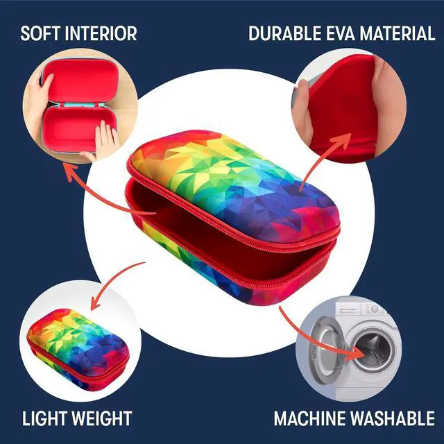 Alt view image 3 of 7 - Colorful Pencil Case for Girls, Cute Aesthetic Pencil Box for School | Large capacity hard shell pencil box, machine washable, secure zipper closure, holds 60 pens & pencils, crack-proof material