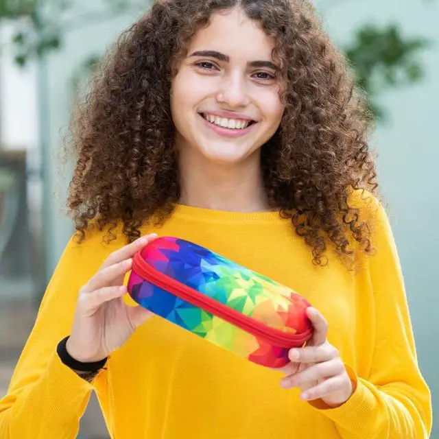 Alt view image 5 of 7 - Colorful Pencil Case for Girls, Cute Aesthetic Pencil Box for School | Large capacity hard shell pencil box, machine washable, secure zipper closure, holds 60 pens & pencils, crack-proof material