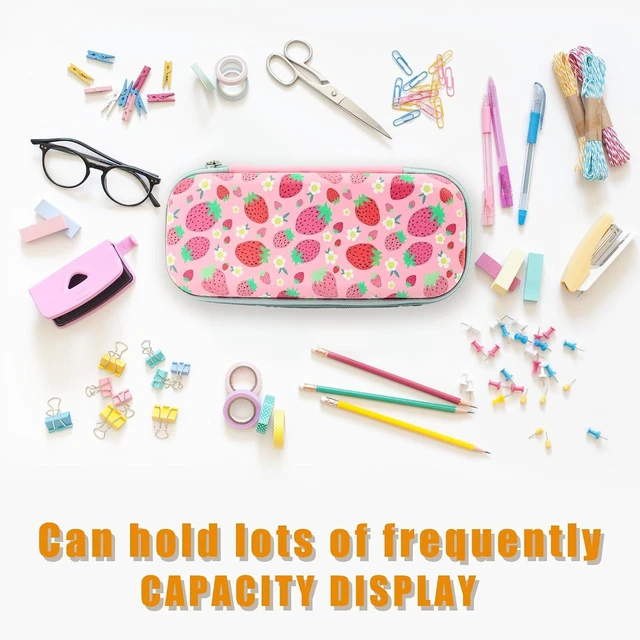Alt view image 4 of 5 - Pink Strawberry Pencil Box Zip Pencil Case for Boys Girls School Organizer Pencil Bag Large Capacity Pencil Pouch
