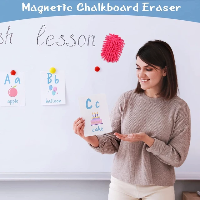 Alt view image 4 of 7 - 4 Pieces Dry Erase Erasers Magnetic Whiteboard Eraser Washable Microfiber Shag for Home and Office Use
