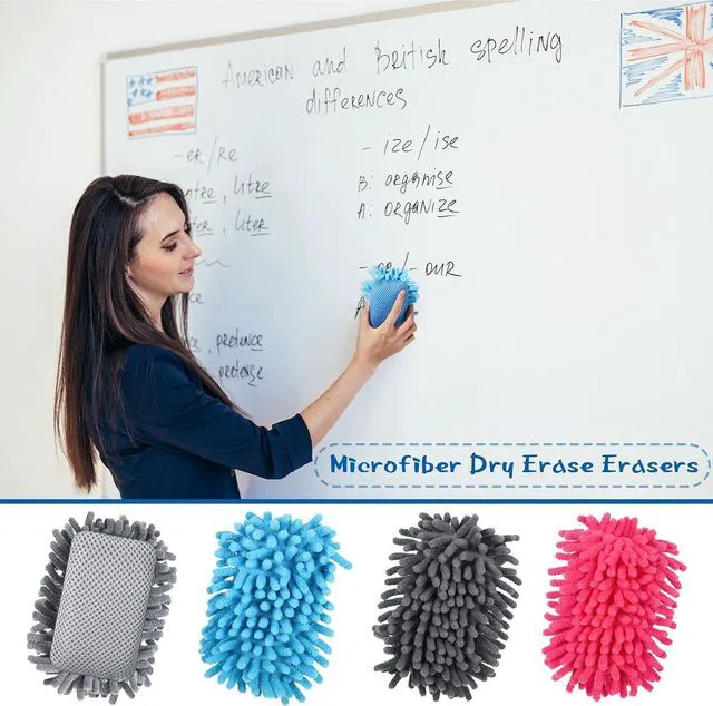 Alt view image 6 of 7 - 4 Pieces Dry Erase Erasers Magnetic Whiteboard Eraser Washable Microfiber Shag for Home and Office Use