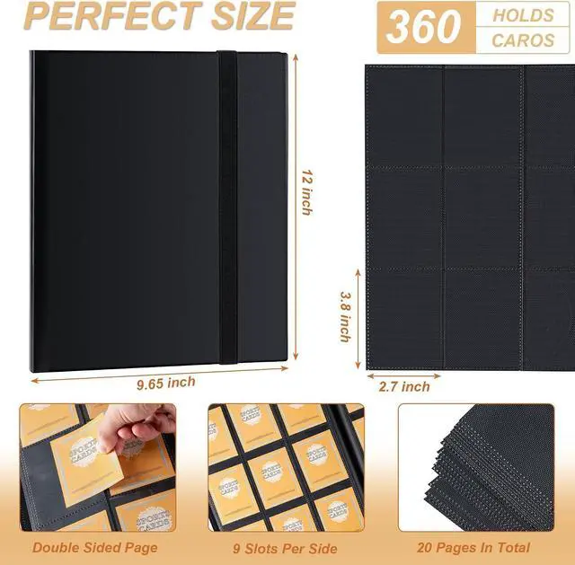 Alt view image 2 of 7 - Card Binder 9 Pocket Storage 360 Card Binder,Trading Card Binder (Black)