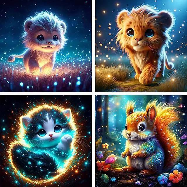 Main image of Paint by Numbers Kit for Kids, 4 Pack Easy Kids Paint by Number Kits Age 4 5 6 7 8 9 10 12, DIY Color Canvas Painting Animal Acrylic Oil Painting Suitable for Home Decoration 8x8 Inch (Animals)