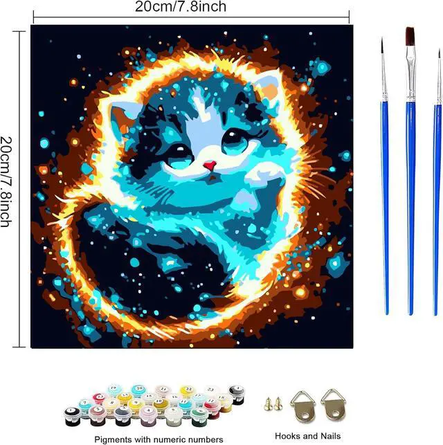 Alt view image 3 of 7 - Paint by Numbers Kit for Kids, 4 Pack Easy Kids Paint by Number Kits Age 4 5 6 7 8 9 10 12, DIY Color Canvas Painting Animal Acrylic Oil Painting Suitable for Home Decoration 8x8 Inch (Animals)