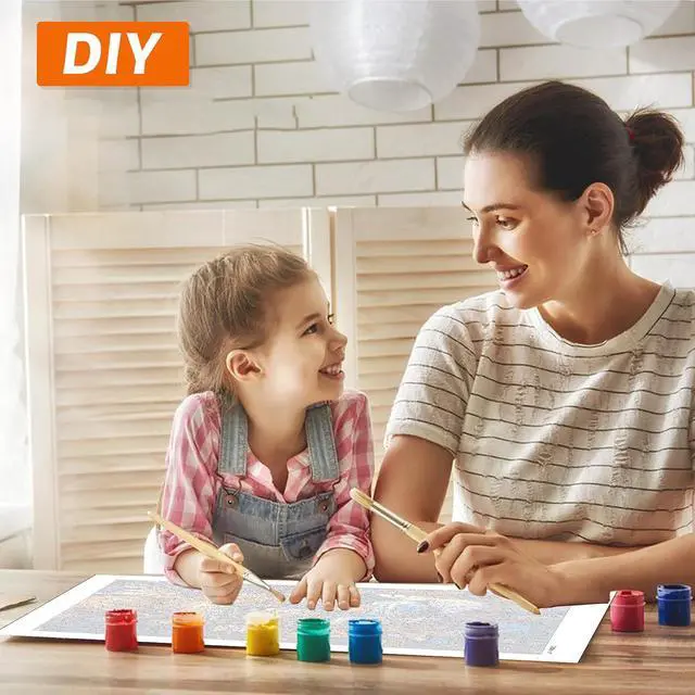 Alt view image 7 of 7 - Paint by Numbers Kit for Kids, 4 Pack Easy Kids Paint by Number Kits Age 4 5 6 7 8 9 10 12, DIY Color Canvas Painting Animal Acrylic Oil Painting Suitable for Home Decoration 8x8 Inch (Animals)