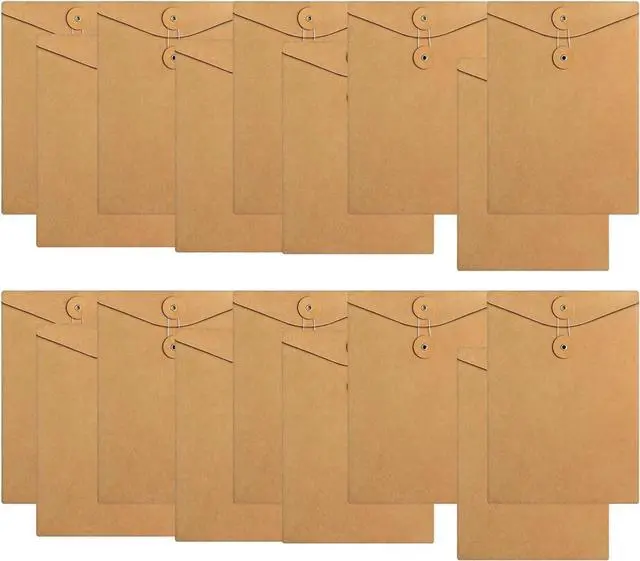 Main image of 20Pcs 5.51"×3.94"(L×W) Mini Brown Kraft Envelopes, Tie Closure Vintage Folder Envelopes for Office, Tie Closure, Vintage Greeting Card, Small Postcard