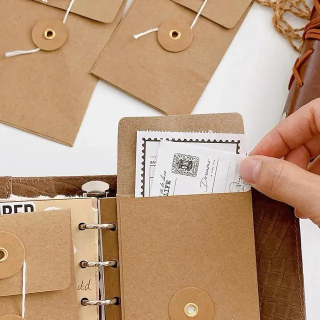 Alt view image 5 of 5 - 20Pcs 5.51"×3.94"(L×W) Mini Brown Kraft Envelopes, Tie Closure Vintage Folder Envelopes for Office, Tie Closure, Vintage Greeting Card, Small Postcard