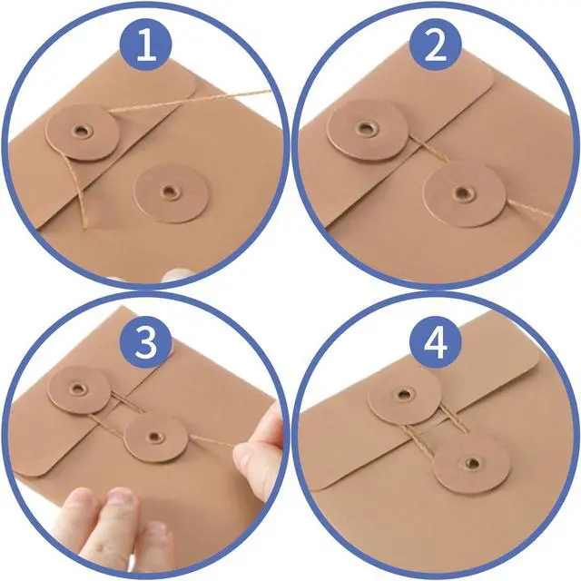 Alt view image 3 of 5 - 20Pcs 5.51"×3.94"(L×W) Mini Brown Kraft Envelopes, Tie Closure Vintage Folder Envelopes for Office, Tie Closure, Vintage Greeting Card, Small Postcard