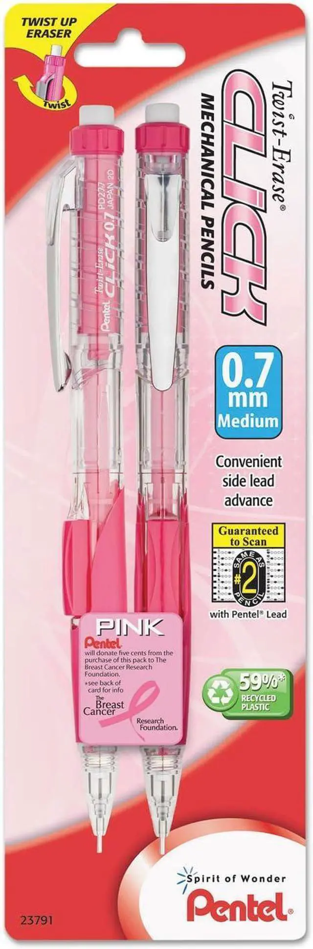 Main image of Breast Cancer Awareness Twist Erase CLICK Mechanical Pencil, (0.7mm) (PD277TBP2P-BC)